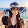 Berets Summer Hat Female Ruffled Bow Breathable Straw Seaside Tourism Beach Sun Visor