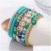 Kralen 7 stks geloof armbanden surfen surfer heishi strengen love heart charme zachte klei stapelbare boho polsbandjes vrouwen zomer strand vriend dhcsi