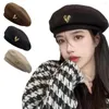 Berets Autumn Winter Japanese Style Love Woolen Retro Elegant Painter Hats Clothing Accessories For Women Girls J3K9