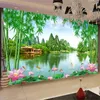 Hintergrundbilder 3D Gepuppte Tapete grüne Landschafts Wandbilder für Wohnzimmer schön