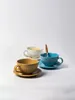 Cups Saucers Coffee Cup Ceramic Mug High-Capacity Heat-Resistant Mugs And Saucer Set Household Microwave Oven Three-Color Optional Milk