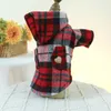 Dog Apparel Pet Clothes Autumn And Winter Warm Cat Two Feet Handsome Gray Red Checked Small Medium-sized Windbreaker