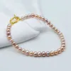 High-grade natural 5-6mm purple pink simplicity gentle freshwater pearl bracelet long 18.5cm