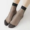 Women Socks Women's Black Skin Sexy Nylon Ultrathin Meias Transparent Crystal Short Ankle Sock Female Ladies Non-Slip Silk Sox