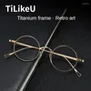 Zonnebrillen Pure titanium heren- en damesglazen ronde frame Japans retro trendy gezicht