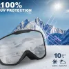 Goggles Óculos de esqui de esqui máscara de esqui snowmobile para homens mulheres antifog lente dupla lente inverno snowmobile copos esqui uv400 acessórios de snowboard