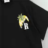 Tik Tok Influencer Samma designer Brand Pure Cotton American 24SS NY Summer Rhude Mens Moonlight Printing Loose Short Sleeve Florida T-shirt Män och kvinnor