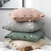 Pillow Pink Soft Cotton Knit Cover Green Vintage Ivory Grey Solid Case 45cm Button Open Home Decoration Nordic