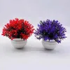 Fleurs décoratives 1 Ensemble plante artificielle en pot ornemental Po accessoires en plastique de bureau de fausses plantes d'herbe simulées pour extérieur