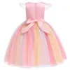 Little Girls Rainbow Unicorn Dance Party Tutu Dress Up Cosplay Ball Gown Princess Costume Birthday Present Halloween Carnival 240323