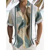 Camicie casual maschile 2024 camicia astratta strisce astratte di alta qualità allacciata felpa hawaiana oversize