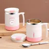 Muggar Thermo Coffee Mug 17.59oz rostfritt stål Spill Proof Cup dubbelvägg isolerad med locksked borttagbar bas