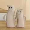 Vasi sorridenti Famiglia Ceramica Vaso Vaso Beige Amante Figura Figura Contenitore Floro Soggio