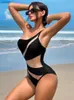 Женские купальные костюмы In-x Sexy One Plower One Piece Swimsuit Mesh Patchwork Womewear Женщины 2023 Новый купальный костюм для купания черный боди пляж Beach Wear Y240402