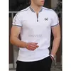 Camisetas masculinas 4 cores!2023 Summer masculino novo suporte de camiseta zíper decoração meio aberto camisetas de pescoço aberto de alta qualidade de manga curta T 2443