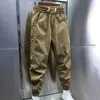 Calça masculina Homens de cordão de cordão de cordão elástico de cordão de tornozelo solto de calça de estilo sólido de estilo sólido