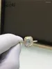 Cluster Anneaux 18K Rose Gold Original 2 Brilliant Emerald Cut Diamond Test Past All D Color Moissanite Ring pour les femmes bijoux de pierres précieuses