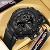 Wristwatches SANDA 3196 G Style Mens Dual Display Electronic Quartz Watches Outdoor Sports 50M Waterproof LED Digital Date Watch 2024