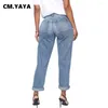 Damesjeans CM.2024 Summer Fashion Casual gescheurde Straight Women Street Denim Pants Classic Ins -broek