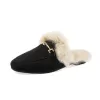 Boots Lazyseal Fur Women Slides Ladies Black Outdoor Female Shoes Slides Summer Winter 100% Real Rabbit Hair Designer Spring Footwear