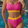 Swimwear Women 2024 Femmes de maillot de bain High Waist Bikini Femme Swimsuit Sexe Suisse Suit Suits Soupage Summer Bikinis