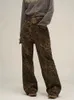 Aoaiiys y2k leopard tryck jean överdimensionerad bred ben denim pants streetwear hip hop vintage löst byxor baggy jeans 2024 240403