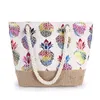 Womens Canvas Handbag حقيبة تسوق كبيرة الأناناس طباعة الكتف الكتف الموضة أنثى شاطئ حمل الصيف 240329