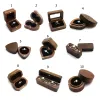 Unisex kleines dünnes Holz -Verlobungsringbox Flat Ring Box für Vorschlag, Hochzeit (Premiumholz) 40 GB