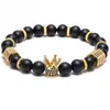 Bracelets Bracelet Pave Black Cz Zirconia Gold King Crown Charm Men Stone Bead Valentine Mens Jewelry Handmade241I Drop Delivery Dhn2M