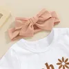 Kledingsets Lovely Sweet Style Baby Girls Summer Outfits Fashion Letter Flower Print korte mouw rompers shorts hoofdband 3 stks kinderen