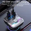Wireless Handsfree Car MP3 Player Bluetooth Car Kit FM Transmitter Type C PD 25W Dual USB Fast Charging Car Charger GZ01