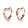 Hoopörhängen hjärta Hoops ihåliga smycken 925 Sterling Silver Certified for Women Rose Gold Fine Originals Ear Rings Studs