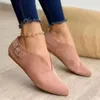 Chaussures décontractées Femmes Locs rétro Retro pointu à orteil en daim appartement 2024 Slip d'été sur les femmes Zapatos Mujer plus taille 35-43