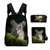 Backpack Youthful Mouse 3D Print 3pcs/Set Student Travel Bags Laptop Daypack Shoulder Bag Pencil Case