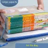 Pens A4 File Bags Transparent Grid Zipper File Student Stationery Large Capacity Carry Storage Bag Office Learning Business Supplies