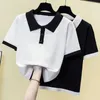 Maglioni femminili argyle maglione a bowtie a maglia femminile 2024 Summer Short Short Knitwear Tops Streetwear Streetwear Elegant Ladies Pullover