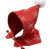 Cat Costumes Christmas Snowflake Print Dog Scarf Pet Adjustable Festival Hood Hat
