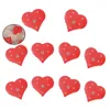 Brooches 12pcs Heart LED Brooch Pin Valentines Day Love Light Badge Wedding Flashing Party Favors Gifts ( Red )