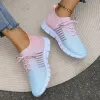 Boots Mélanger Couleur Sneakers en tricot Femmes Mesh Breathable Soft Sole Sports Chaussures Femme Casual Nonslip Flat Walking Chaussures Super Taille 43