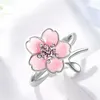 Ringos de cluster 925 Sterling Silver Flower Ring Dide Blossoms elegantes Flores doces abertos para feminino Party Party Fine Jewelry Circle