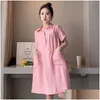 Womens T-Shirt Dress Summer 2021 Large Size Loose Mid-Length Slimming Casual Short-Sleeved Shirt Drop Delivery Apparel Clothing Tops T Dhwdh