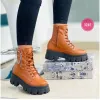 Botas 2023 Botas de invierno Botas para mujeres Patente Patente Zipper Punk Punk Combate Botas Con Lace Up Sports Boots Casual Suele Biker