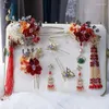 Haarclips Delicate Chinese vintage rode traditionele haarspelden accessoires Bruid xiuhe oud kostuum Hanfu -kopstuk