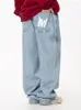 Jeans femminile yiciya oversize oversize nere s-5xl donne hip hop hop in stile graphic blu pantaloni di jeans femminile wdie fidanzato jean casual 2024