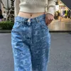 South Oil High -end dames slijtage 24 nieuwe kleine geur volledige print plak diamant trendy smal rechte buis denim broek voor vrouwen