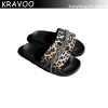 Slippers Kravoo Shoes for Women Flat Big Size Sandals décontractés mode léopard imprimé dames pantoufles à l'extérieur chaussures femelles nouvelles chaussures été