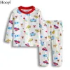 Hooyi Green Trucks Baby Boys Pyjamas kläder Set Children Sleep Set Sleepwear 100% Cotton Cartoon Bebe Clothing Nightgown 240325