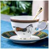 Mokken DxUialoieur-European Style Ceramic Cup Creative Handmade goud geschilderde koffiemok Water Afternoon Tea Set Home Decoratie