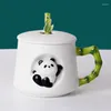 Mugs 400ml Panda Ceramic Water Cup Coffee With Cover Milk Tea Cups Mug Beverage Festival Gift