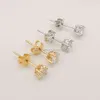 Au585 14k Solid Yellow Gold Lab Grown Stud Earrings Luxury Wedding Jewelry Women Gift